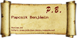 Papcsik Benjámin névjegykártya